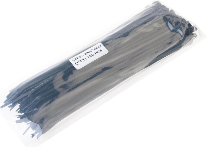 Actual product image VR-Technics Cable Tie Black 200 mm x 3.6 mm (Velcro cable ties, 200 mm, 100 pcs.)