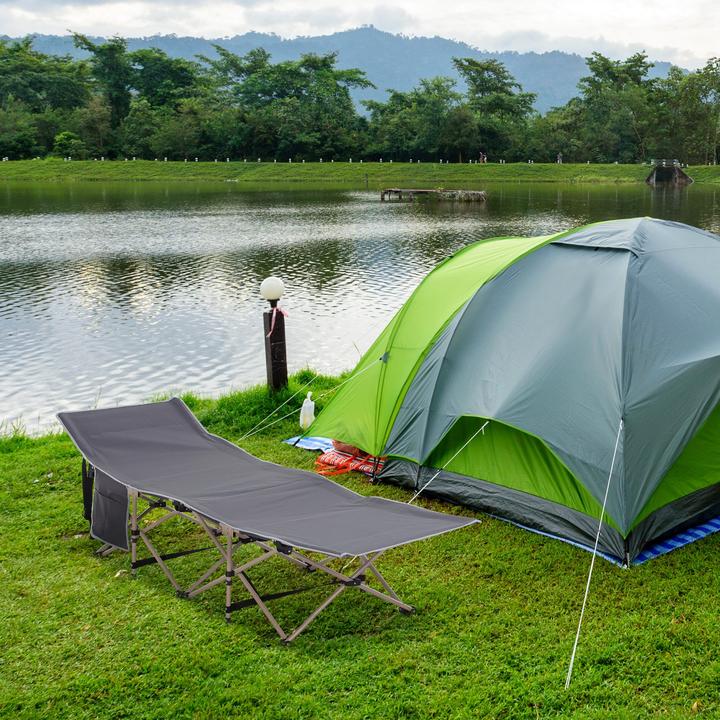 Produktbild Outsunny Campingbett Stahl, Oxfordstoff Grau