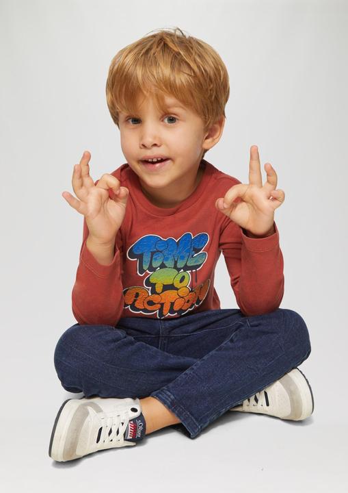 Produktbild S.Oliver T-Shirt Weiches Longsleeve mit strukturiertem Grafik-Print (104, 110)