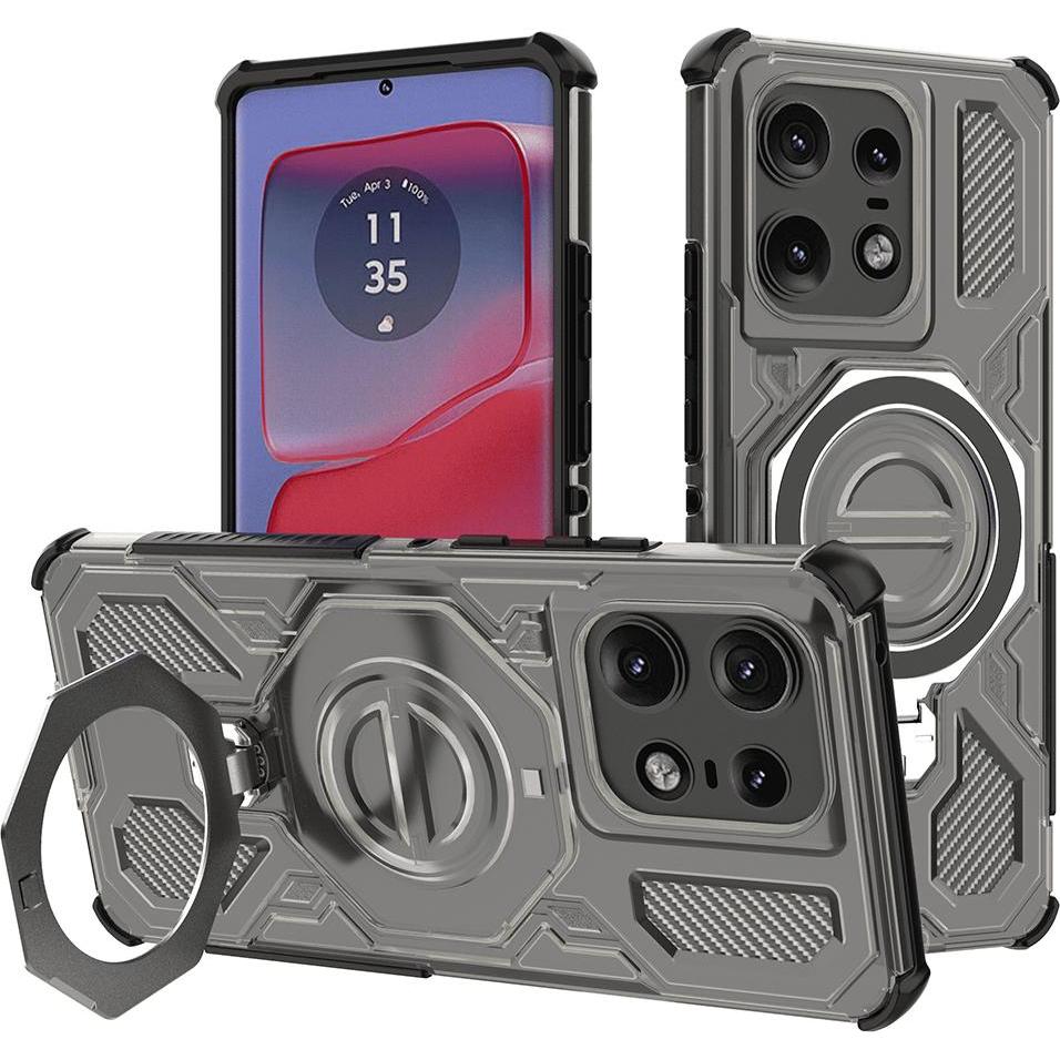 Techsuit - Carbon Shield PRO - Motorola Edge 50 Pro - Smoke Black (Motorola Edge 50 Pro), Cover smartphone, Nero