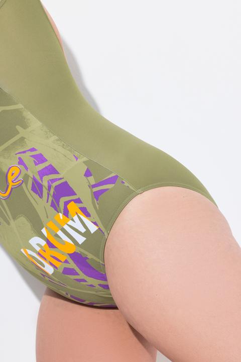 Image du produit Ulla Popken Maillot de bain sans bonnets souples, décolleté en V et imprimé jungle (56)