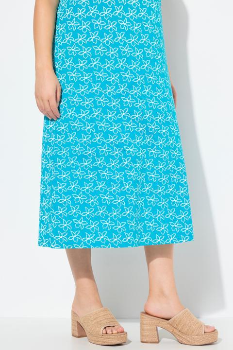 Produktbild Ulla Popken Midikleid, Blüten, A-Linie, V-Ausschnitt, ärmellos (50, 52)