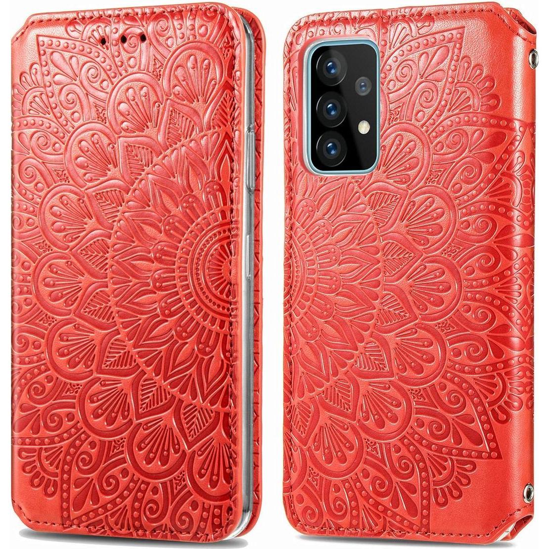 König Design Hülle Handy Schutz für Samsung Galaxy A52 4G 5G A52s Case Cover Tasche Etuis Rot (Samsung Galaxy A52, Samsu...