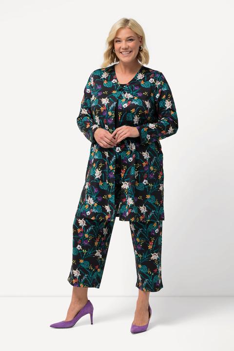 Immagine prodotto Ulla Popken Giacca di jersey con scollo a V, fiori e spacchetti laterali (62)
