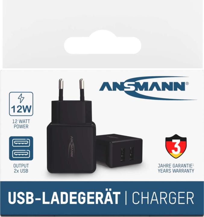Actual product image Ansmann Home Charger HC212 (12 W, 2 ports)