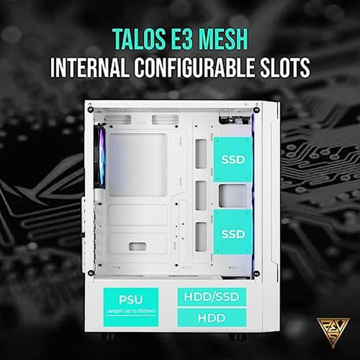 Productafbeelding Gamdias Boitier Moyen Tour ATX Talos E3 Mesh RGB met vitrines (Blanc) (ATX, mATX, Mini-ITX)