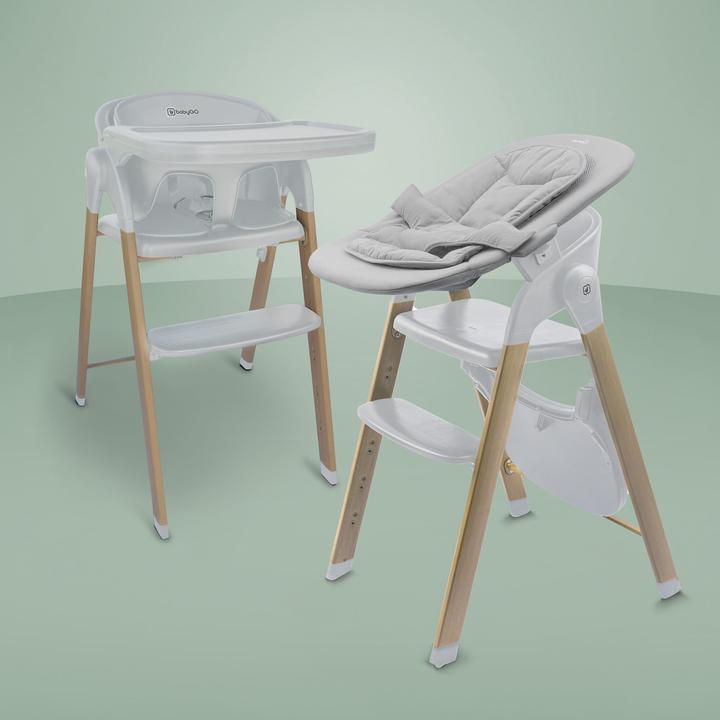 Actual product image BabyGo Levels Newborn Highchair weiss/Holzoptik (Highchair)