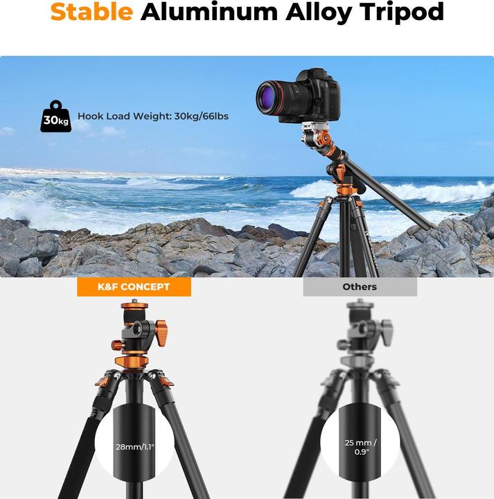 Produktbild K&F Concept T254A7+FH-03 Magnesium Aluminum Alloy Tripod (Metall)