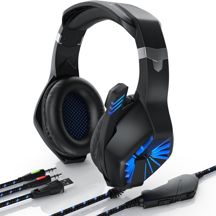 Produktbild CSL Gaming Headset mit Mikrofon, Kopfhörer für Windows/Mac/Linux /PS4/PS4 Pro (Kabelgebunden)