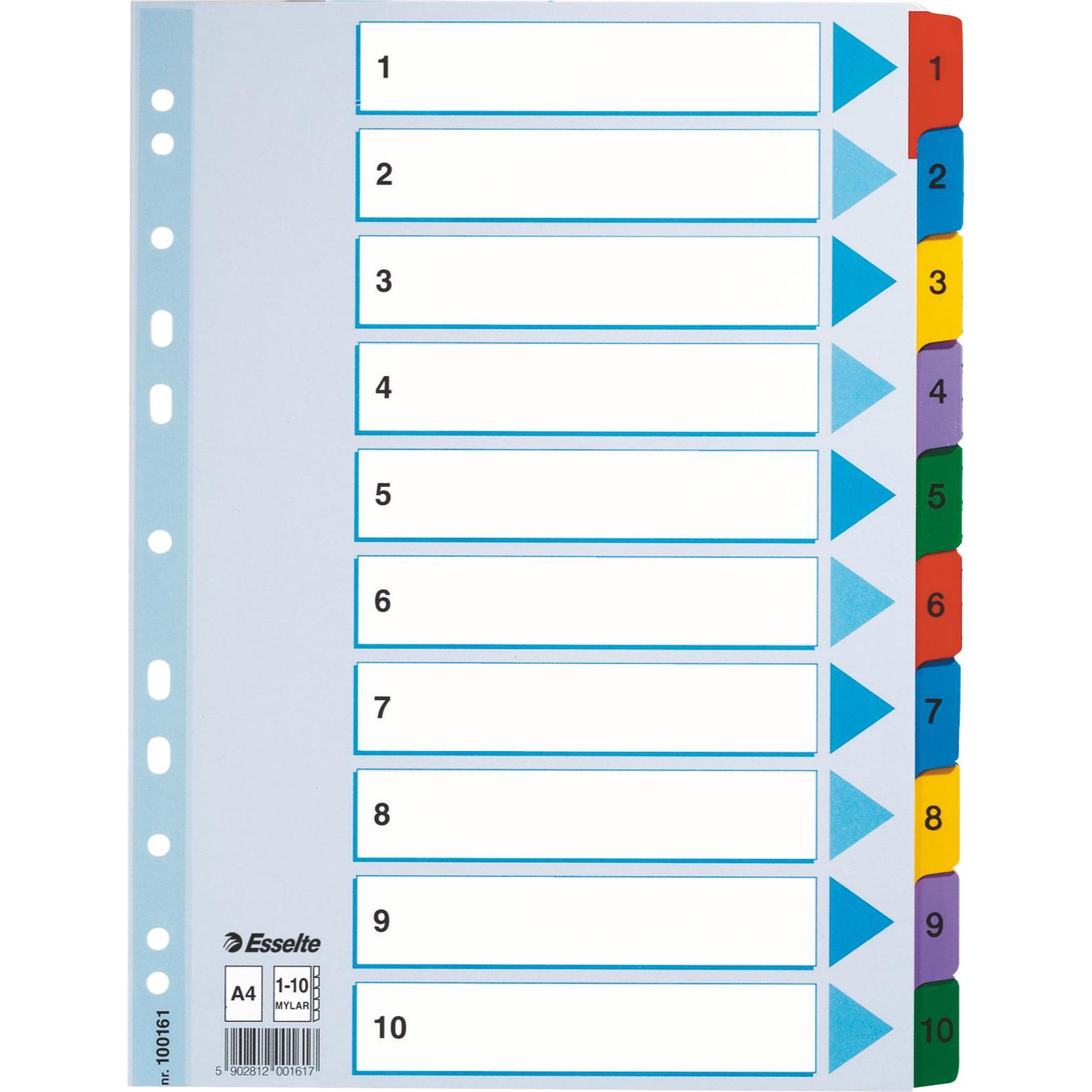 Esselte, Ordner Zubehör, Karton-Register Mylar, verschiedene Ausführungen, einzeln