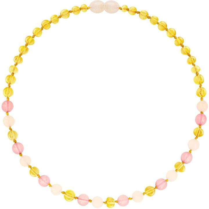 Natural amber necklace with gemstones Baroque (Amber, 32 cm)
