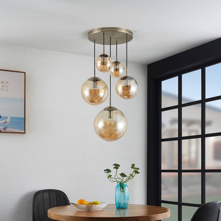 Produktbild Lindby Teeja 5 Cluster Pendelleuchte Amber (E27)
