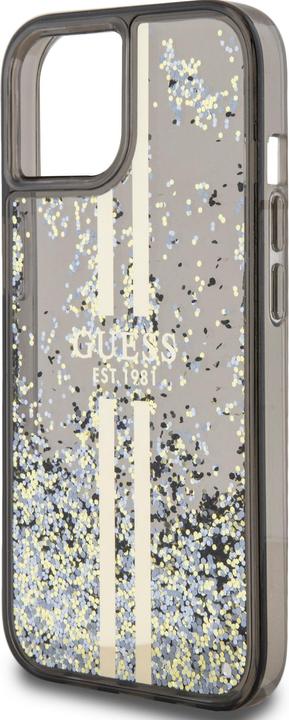 Actual product image Guess GUHCP15SLFCSEGK iPhone 15 / 14 / 13 6.1" czarny/black hardcase Liquid Glitter Gold Stripes (Apple iPhone 13, Apple iPhone 14, Apple iPhone 15)