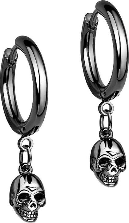 Image du produit Hollywood Body Jewelry Boucles d'oreilles noir pendentif tête de mort (sans laiton, Acier chirurgical 316L)
