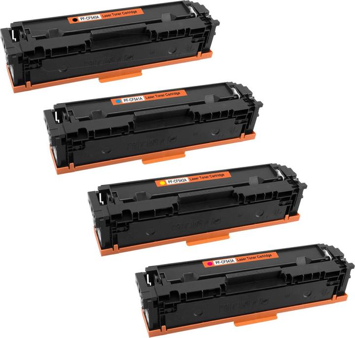 Actual product image Plutoos HP CF540A, CF541A, CF542A, CF543A 203A, Toner XXL compatible, set of 4 colours
