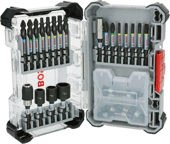 Bosch Professional Zubehör Kit d'embouts de vissage PRO Impact (Croix Phillips PH, Croix Pozidriv PZ, Fente à visser, Hexagonale (hexagonal), Six pans creux TX)