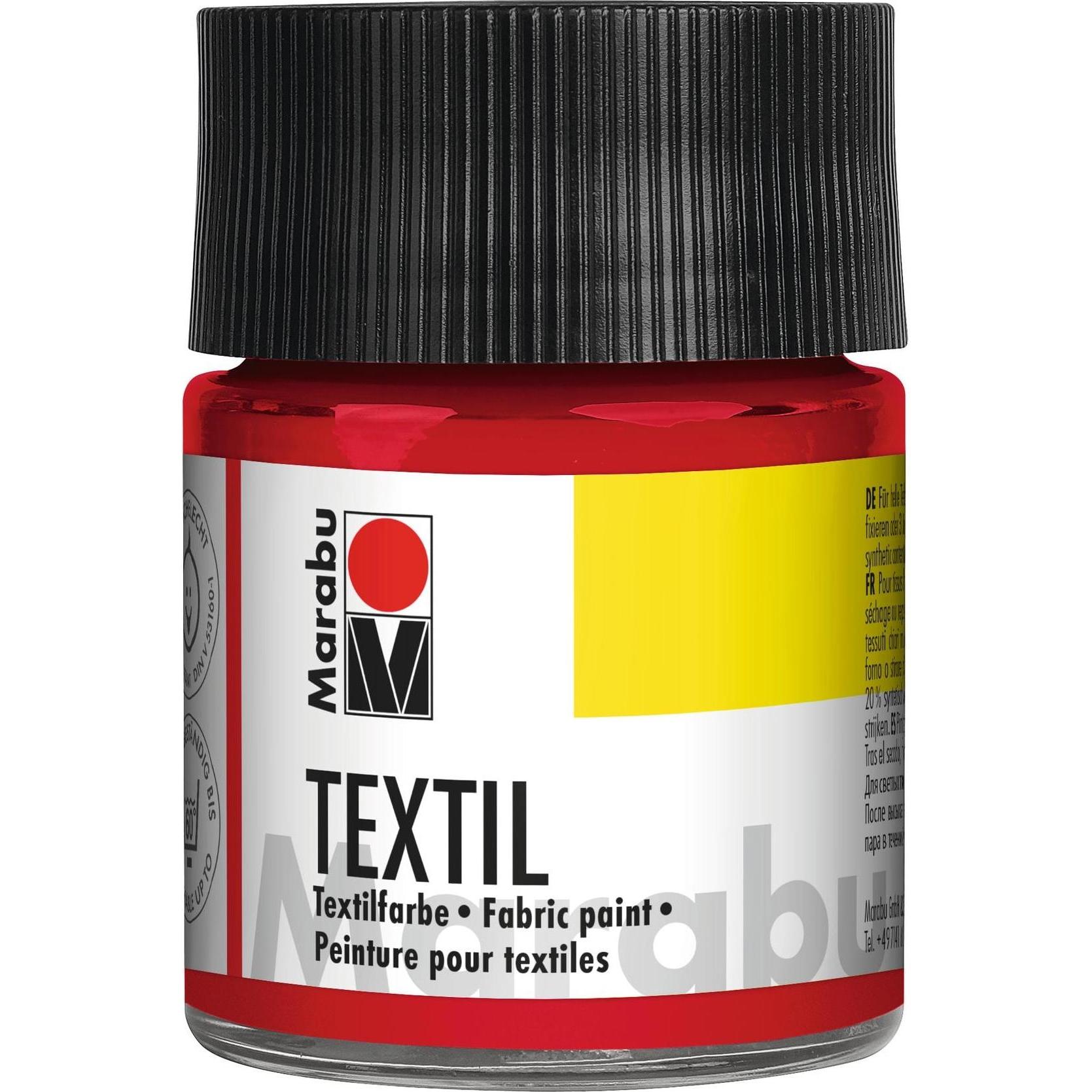 Marabu, Künstlerfarbe + Bastelfarbe, Textilfarbe (Kirschrot, 50 ml)