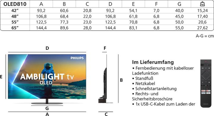 Productafbeelding Philips 42OLED810/12 (42", OLED810, OLED, 4K, 2025)