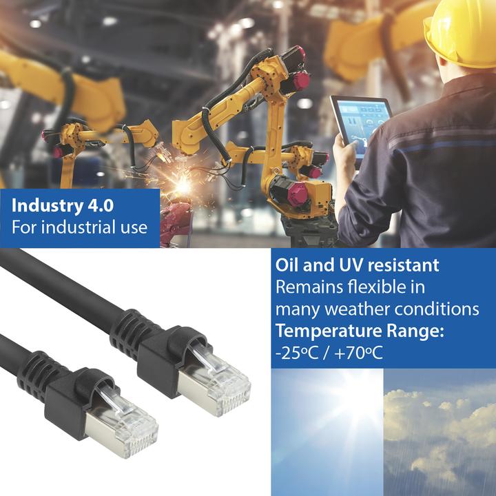 Produktbild ACT Black 0.5 meters S/FTPCat.7 Rohkabel PUR flex patch cable snagless with RJ45 connectors (CAT6A compl (S/FTP, CAT7, 0.50 m)