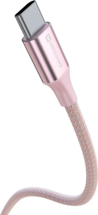 Produktbild Swissten Datenkabel Textil II USB / USB-C 1,5 M Rosa (1.50 m, USB 3.2 Gen 1, 60 W)