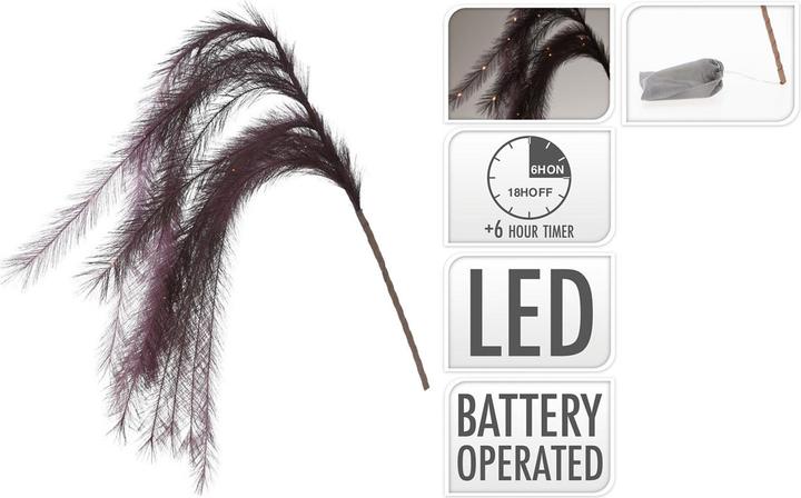 Immagine prodotto Casativo Decorazione illuminata 6 piume, decorazione di piume con LED e funzione timer, melanzana, 130 cm