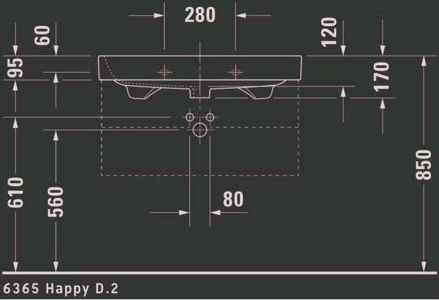 Produktbild Duravit Möbelwaschtisch HAPPY D.2 m ÜL HLB 800x505mm geschli 1 HL weiss (505 mm, 800 mm)