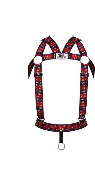 Actual product image Male Power Elastic Studded Harness - Red - OS (One size)