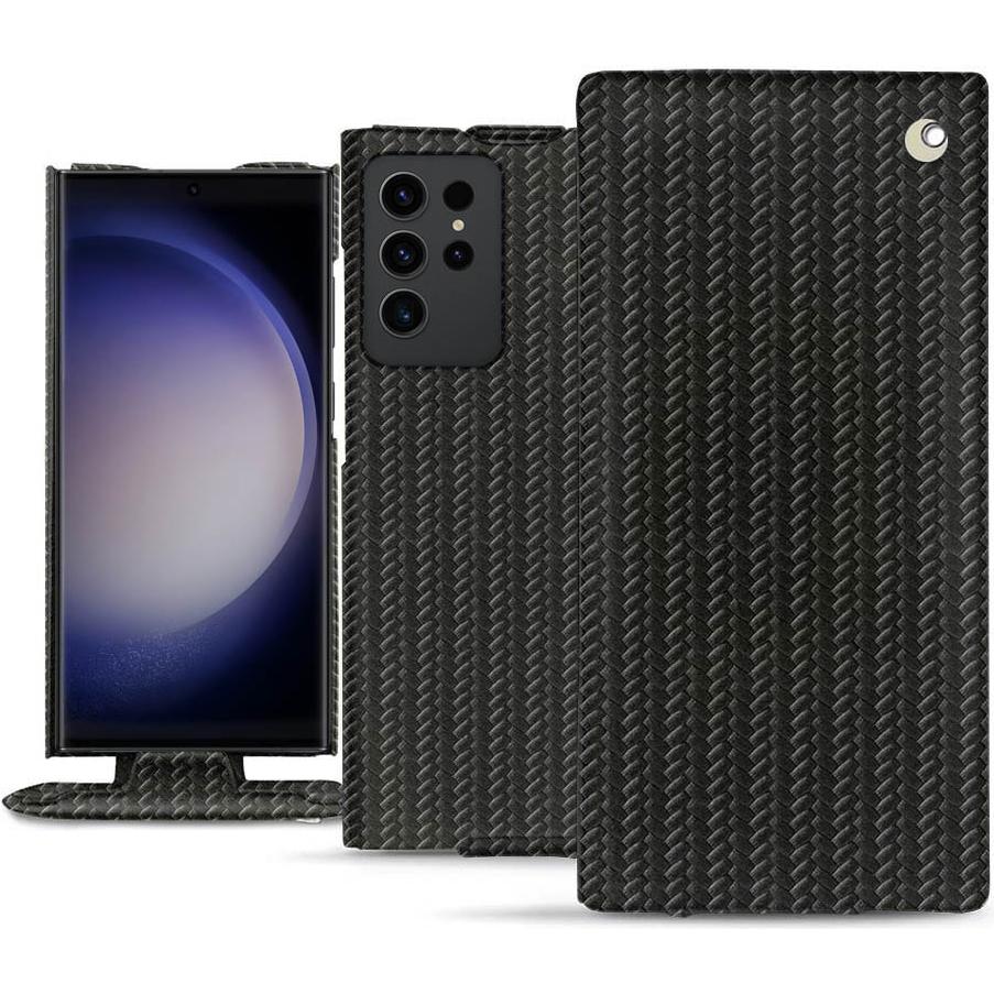 Noreve Lederschutzhülle vertikal (Samsung Galaxy S23 Ultra), Smartphone Hülle, Schwarz