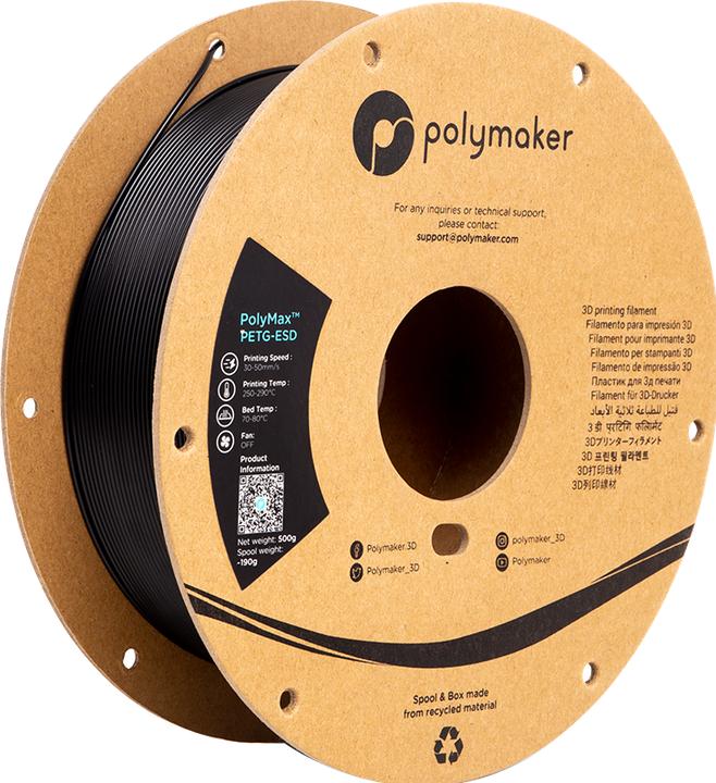 Image du produit Polymaker PolyMax PETG-ESD (PETG, 1.75 mm, 2000 g, Noir)