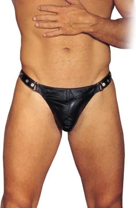 Image du produit Rimba Bondage Play String en cuir avec devant détachable - Noir