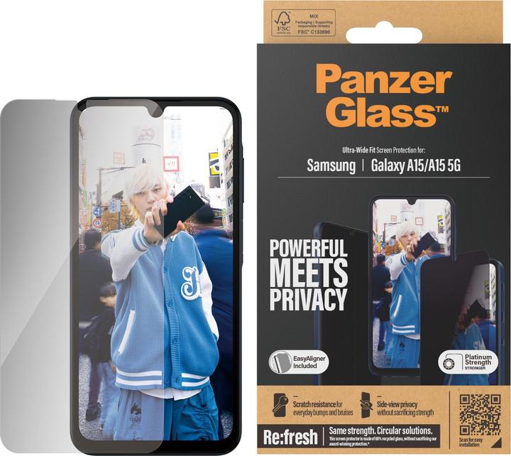 Actual product image PanzerGlass Privacy (1 Piece, Samsung Galaxy A15 5G, Samsung Galaxy A15)