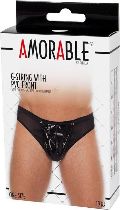Productafbeelding Amorable by Rimba Transparante string met laklook - Een maat - Zwart (Eén maat voor iedereen)