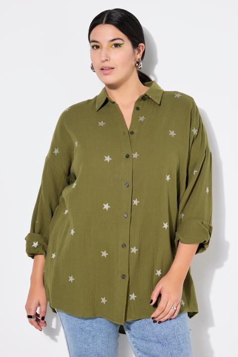 Image du produit Studio Untold Chemisier oversized en mousseline. Manches longues, broderie (46, 48)
