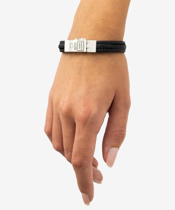 Immagine prodotto Buddha to Buddha Bracciale Edwin piccolo in pelle nera (21 cm, Argento 925)