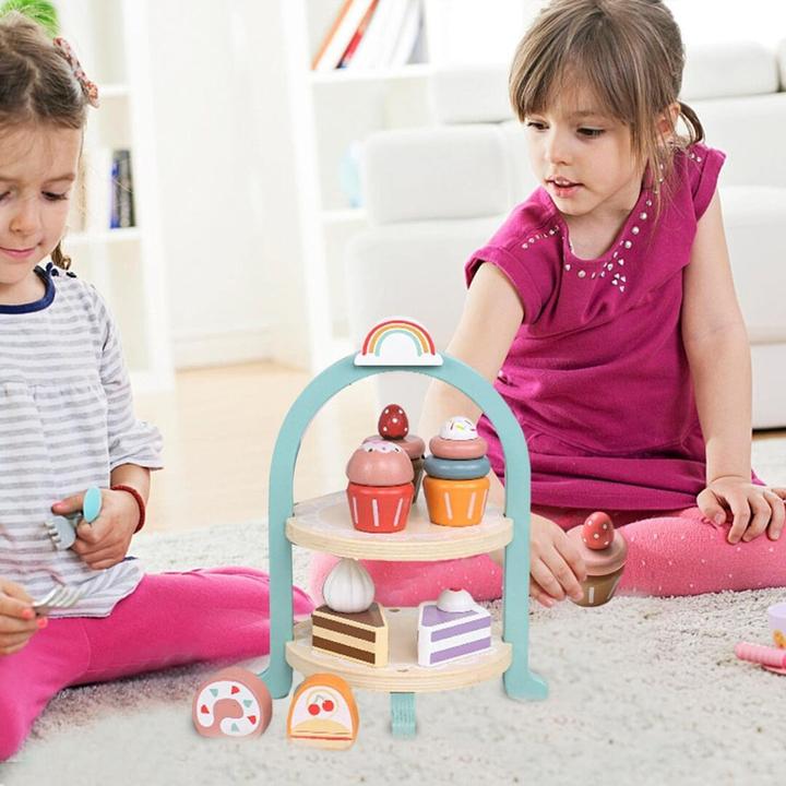 Produktbild Activity Board Kinder Holzkuchen Set, Küchenzubehör, Rollenspiel und Vorstellungsspiel, Holzspielzeug für Kinder