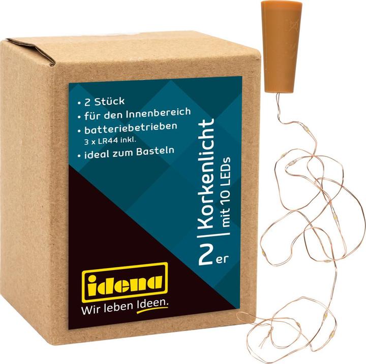 Produktbild Idena Korken-Lichterkette 2er Set,10 LED, warmweiss (0.90 m)