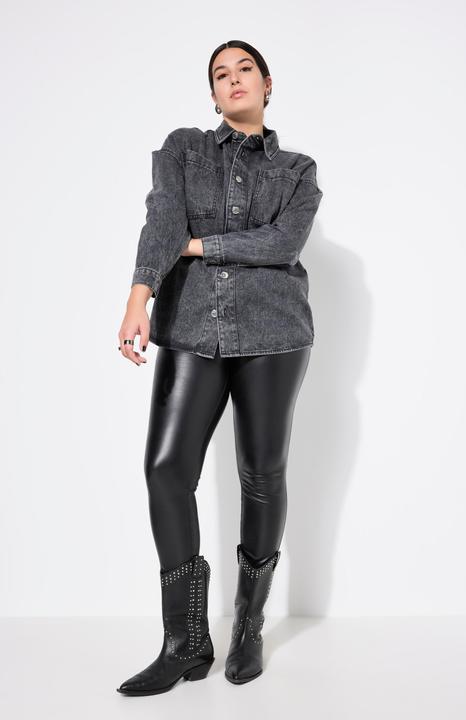 Actual product image Studio Untold Oversized Acid Wash Denim Button Down Blouse (60)