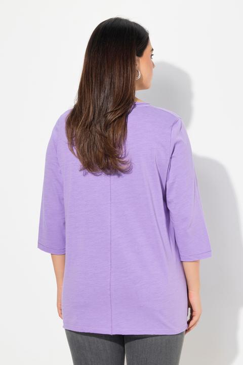 Produktbild Ulla Popken Shirt, Metallic-Nähte, V-Ausschnitt, 3/4-Arm (46, 48)
