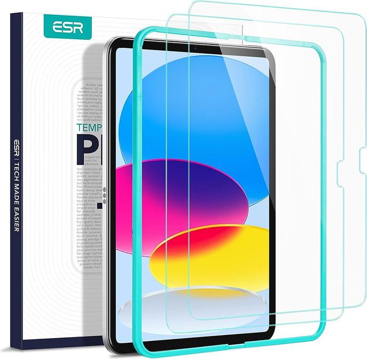 Actual product image ESR TEMPERED GLASS TEMPERED GLASS 2-PACK IPAD 10.9 2022 CLEAR (2 pcs., Apple iPad 2022 (10th Gen))