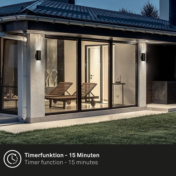 Produktbild Briloner Akku LED Aussenwandleuchte,schwarz,2xLED/6W (700 lm, IP44)