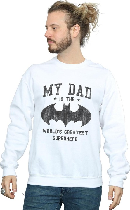 Actual product image Mens Batman My Dad Is A Superhero Cotton Sweatshirt (S)