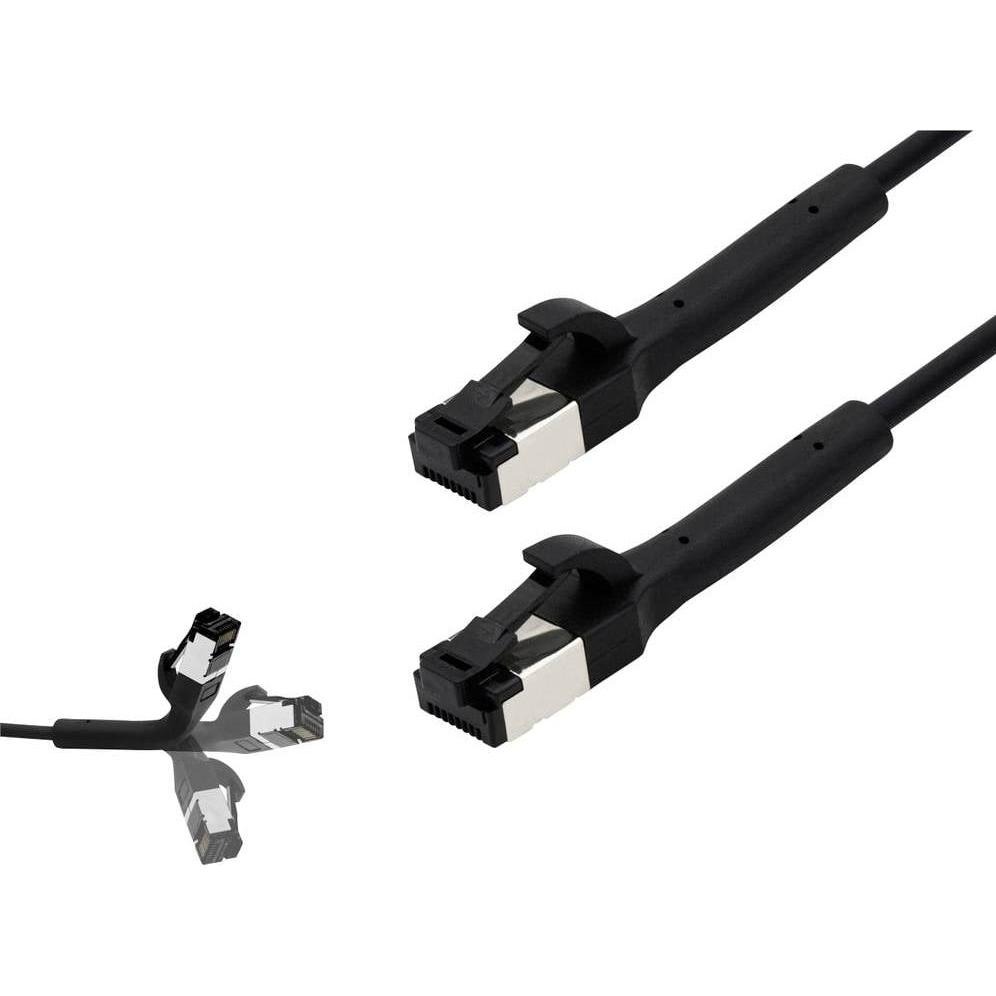 BKL Electronic 144015 RJ45 Netzwerkkabel, Patchkabel CAT 8.1 U/FTP 5 m Schwarz (U/FTP, CAT8.1, 5 m), Netzwerkkabel