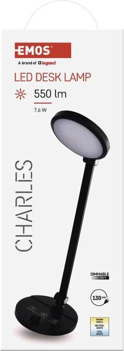 Produktbild Emos LED Schreibtischlampe CHARLES, schwarz (550 lm)