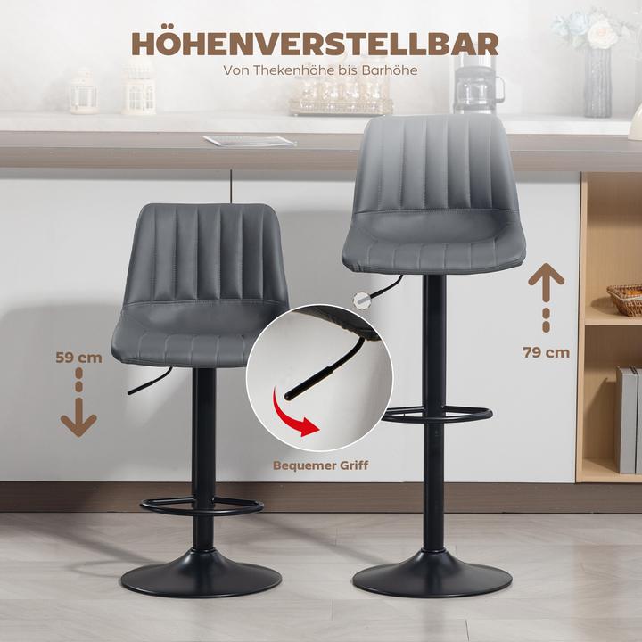 Actual product image Homcom Barhocker Kunstleder, Stahl Dunkelgrau