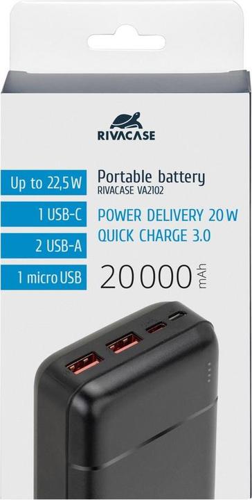 Actual product image Rivacase Power Bank (20000 mAh, 22.50 W, 74 Wh)