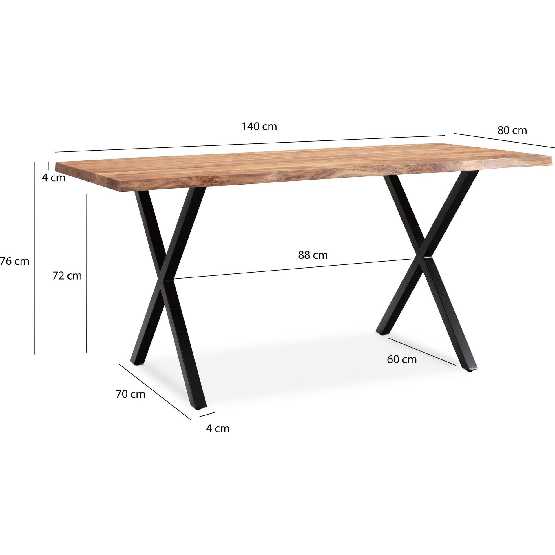Thumbnail - FineBuy, Esstisch, Esstisch Esszimmertisch Akazie Massivholz Metall Küchentisch Baumkante (80 x 140 cm)