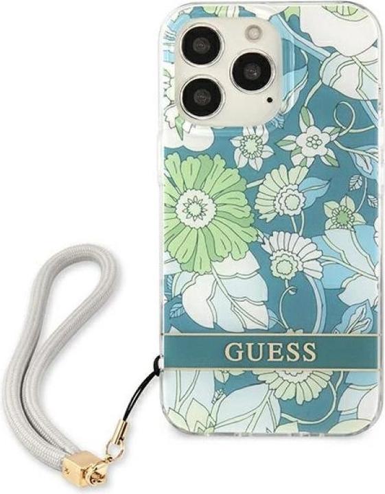 Produktbild Guess GUHCP13XHFLSN iPhone 13 Pro Max 6,7" zielony/green hardcase Flower Strap (Apple iPhone 13 Pro Max)