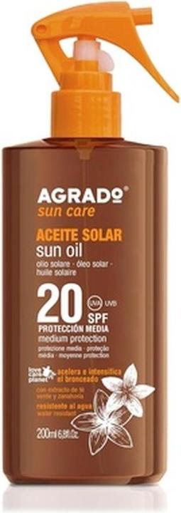 Actual product image Agrado Sun Oil SPF 20 with Natural Extracts Waterproof 200ml (Suntan oil, SPF 20, 200 ml, 2690 g)