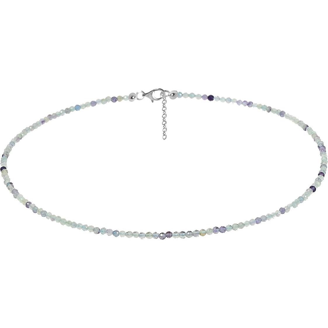 Xen, Halsschmuck, Fluorit- Collier 3 mm facettiert 48 + 5 cm 925 Silber, (925 Sterling Silber, 48 cm)