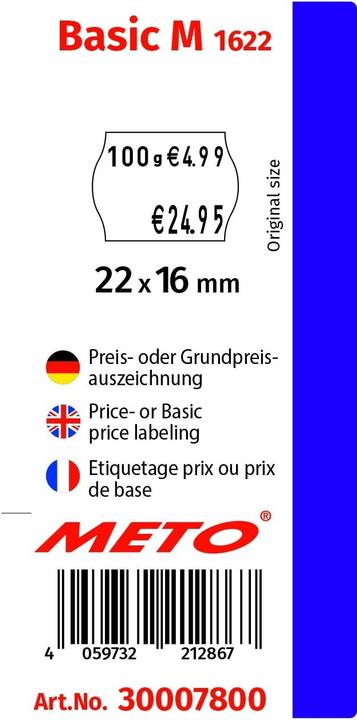 Immagine prodotto METO 30007800 - Etichettatrice prezzi a 2 righe Basic M 1622 E